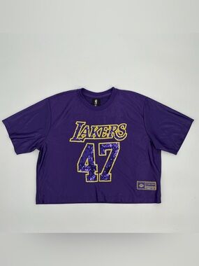 NBA Los Angeles Lakers 47 Ladies Purple and Gold Patch Cropped Jersey